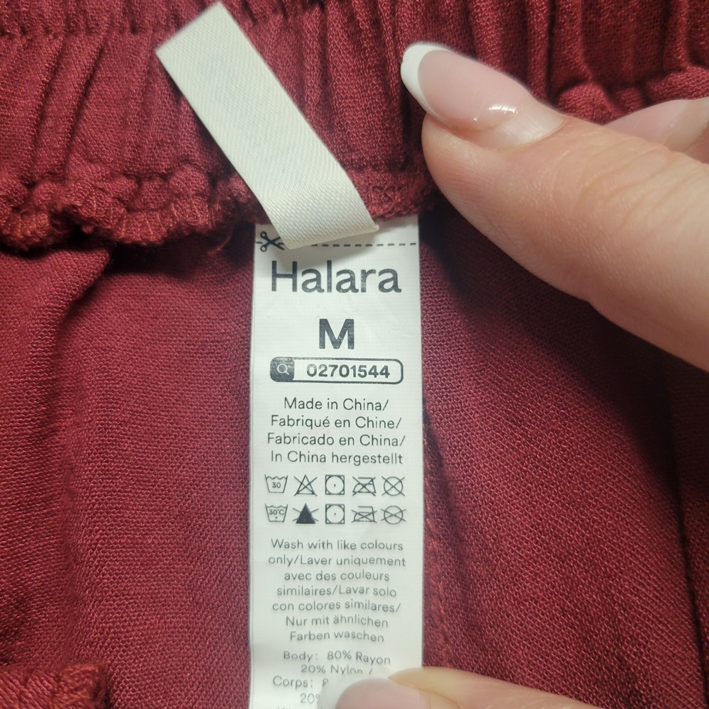 Halara‎ Burgundy Button Front A Line Midi Skirt with Pockets Wine Red Medium - Picture 6 of 11